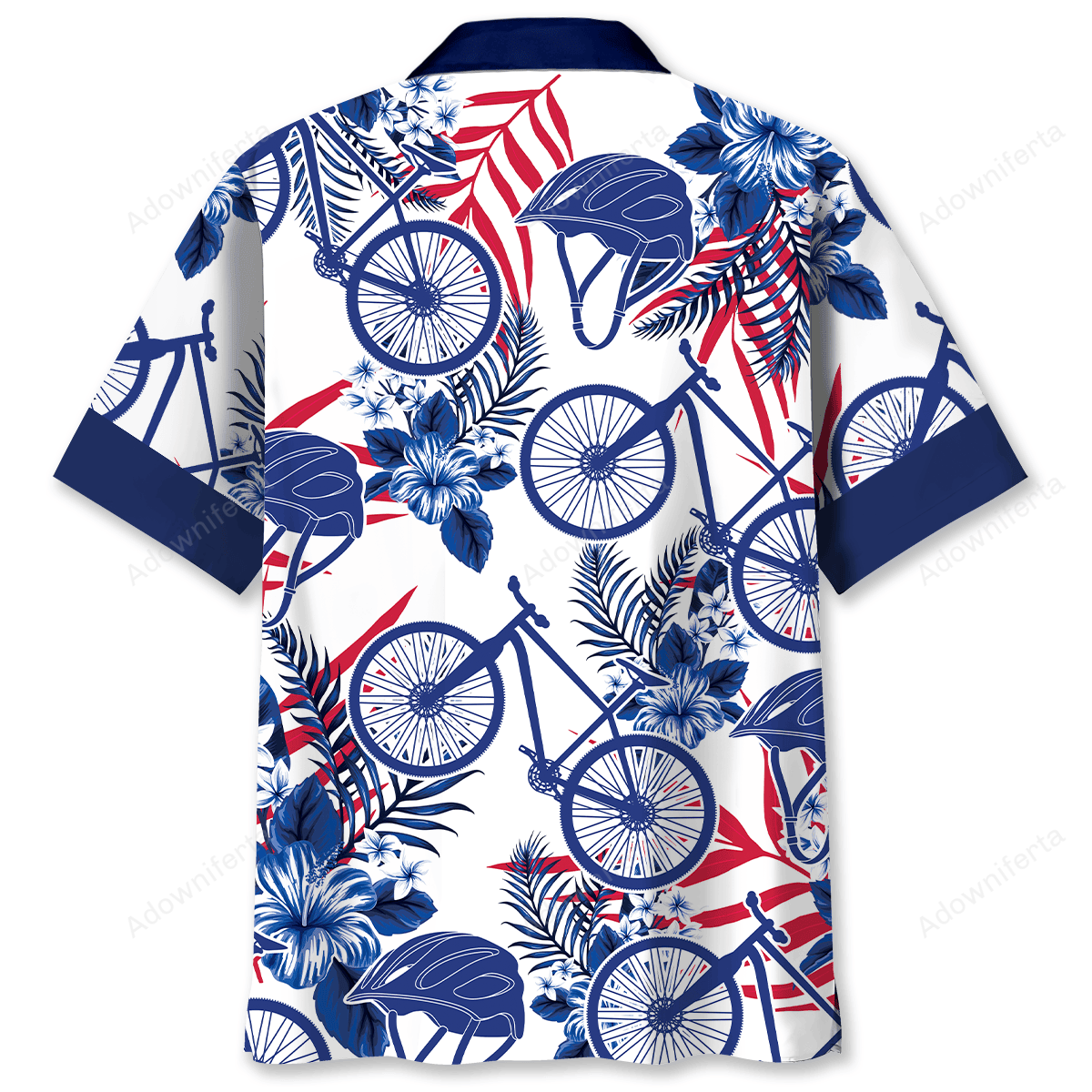 Mountain Bike Blue Hibiscus Hawaiian Shirt