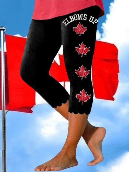 Women’s Retro Canada Elbows Up Print Leggings