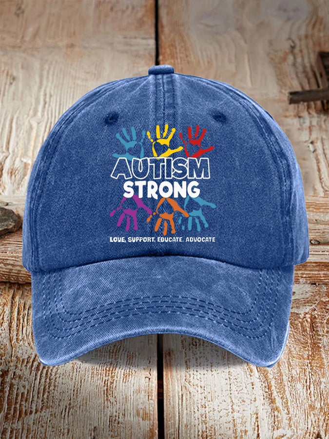 Unisex Autism Dtrong Education Advocates Love Print Baseball Cap