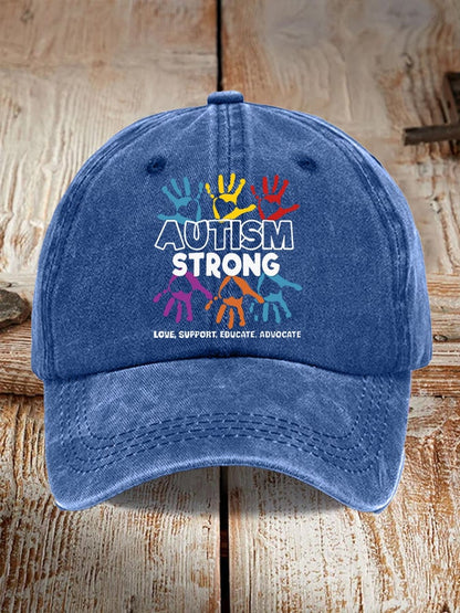 Unisex Autism Dtrong Education Advocates Love Print Baseball Cap