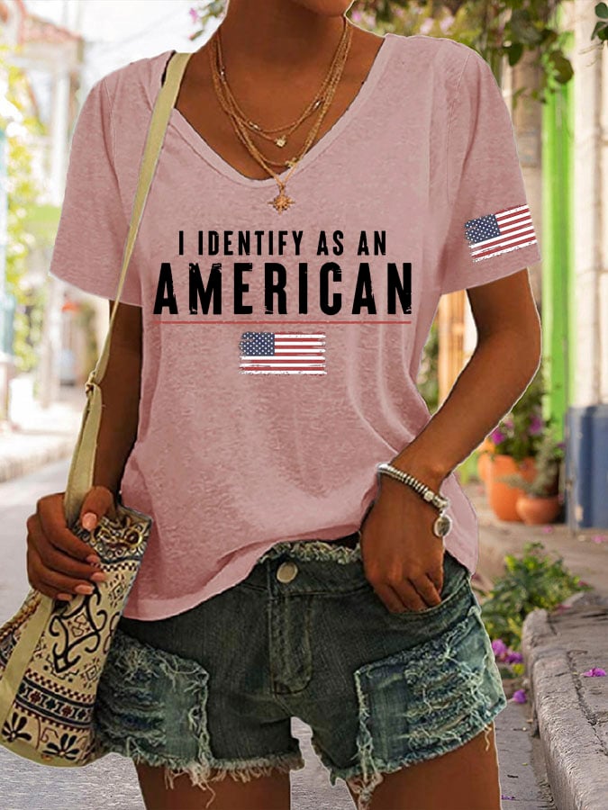 🔥Last Day 49% Off🔥Women's I Identify As An American Print Casual T-Shirt