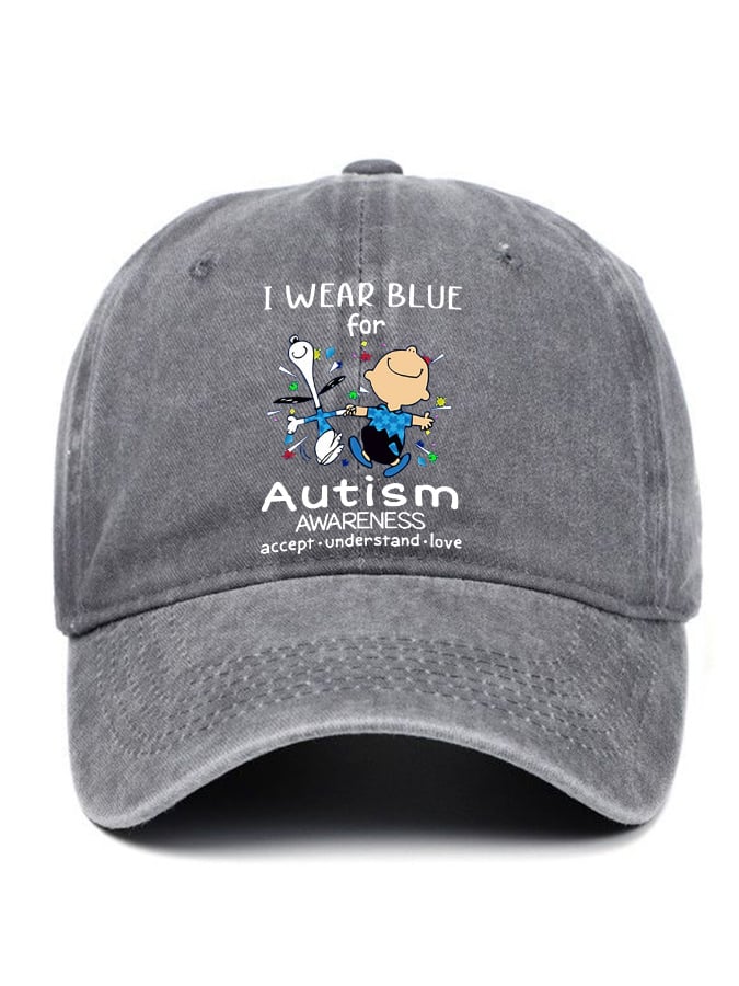 Autism Awareness I Wear Blue For Autism Print Baseball Cap