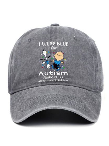 Autism Awareness I Wear Blue For Autism Print Baseball Cap