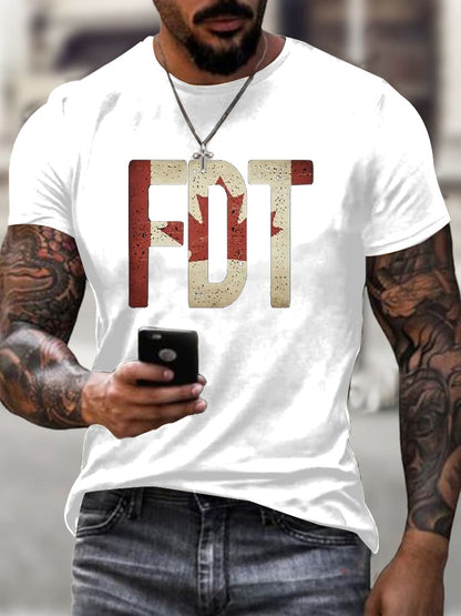 Men'S Retro Canada FDT Print T-Shirt