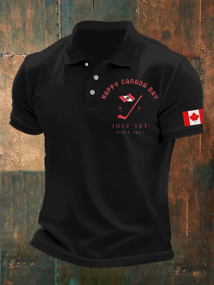 Men's Retro Happy Canada Day July 1st Since 1867 Print Polo Shirt