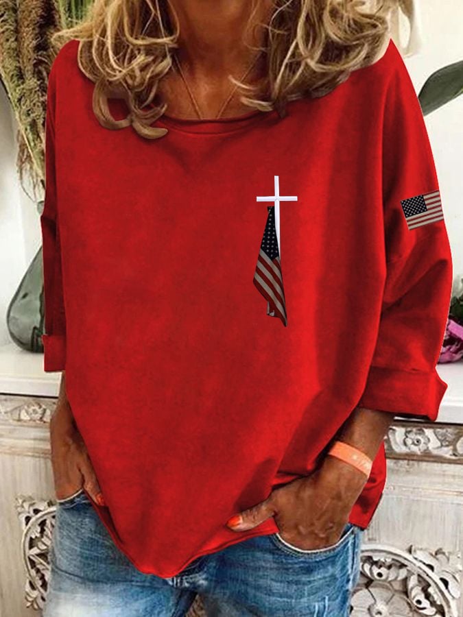 Women's Flag Cross Print Sweatshirt