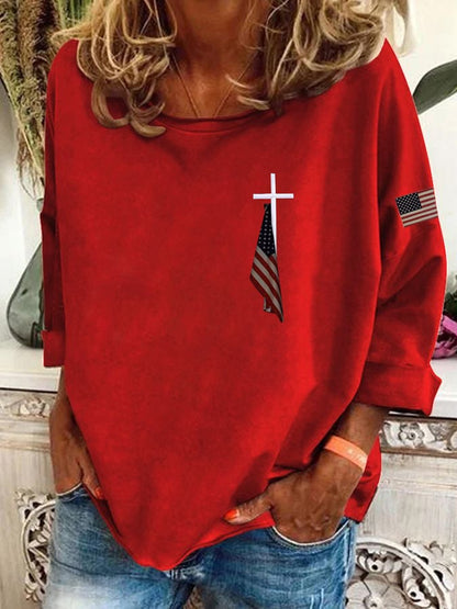 Women's Flag Cross Print Sweatshirt
