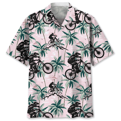 Mountain Bike Tropical Pink Hawaiian Shirt