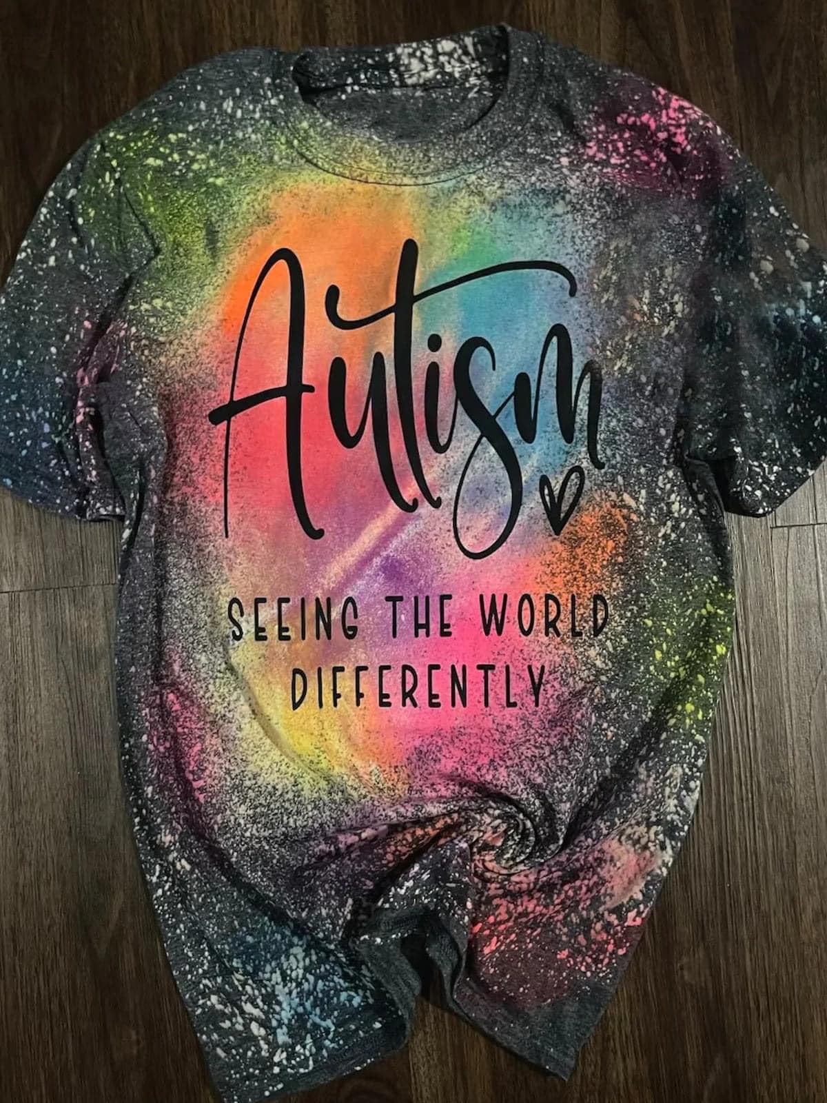 Women's Autism Seeing the World Differently Tie Dye Print T-Shirt