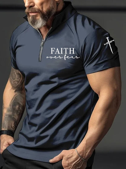 Men's Faith Over Fear Print Polo Shirt