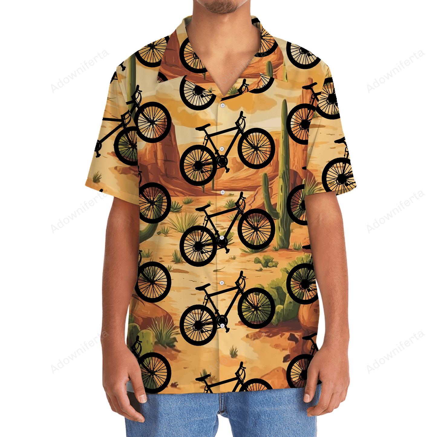 Mountain Bike Desert Cactus Hawaiian Shirt