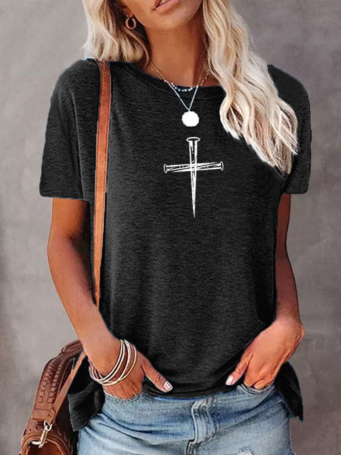 Women's Jesus Has My Back Christian Cross Faith Tee
