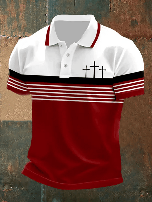 Men's Retro Faith  Casual Printed Polo Shirt