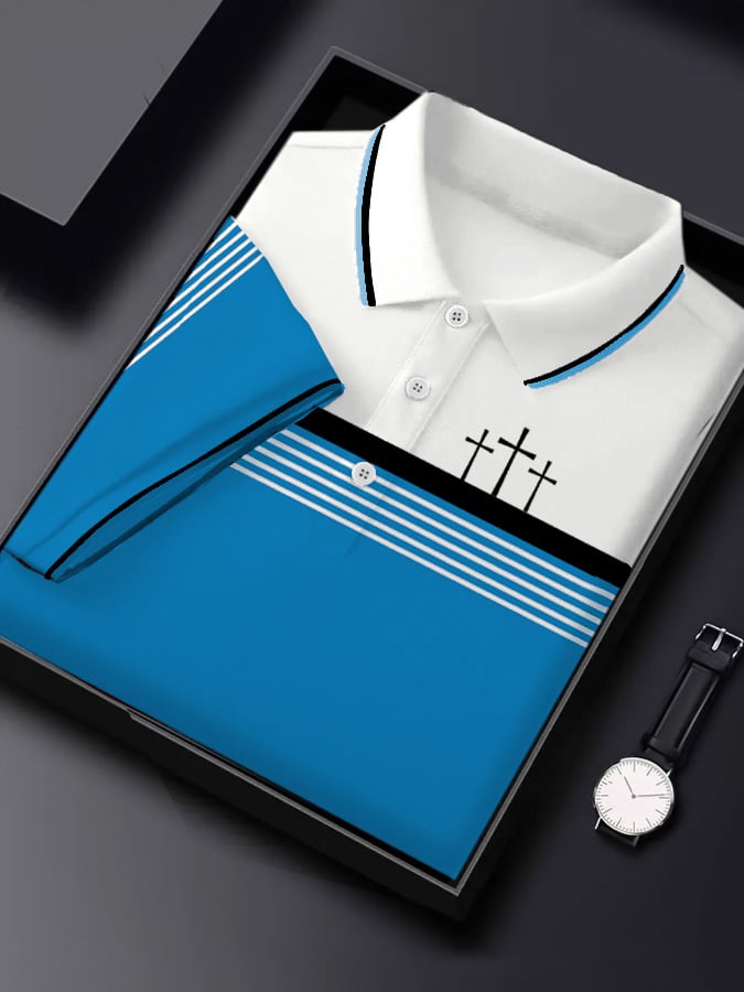 Men's Retro Faith  Casual Printed Polo Shirt