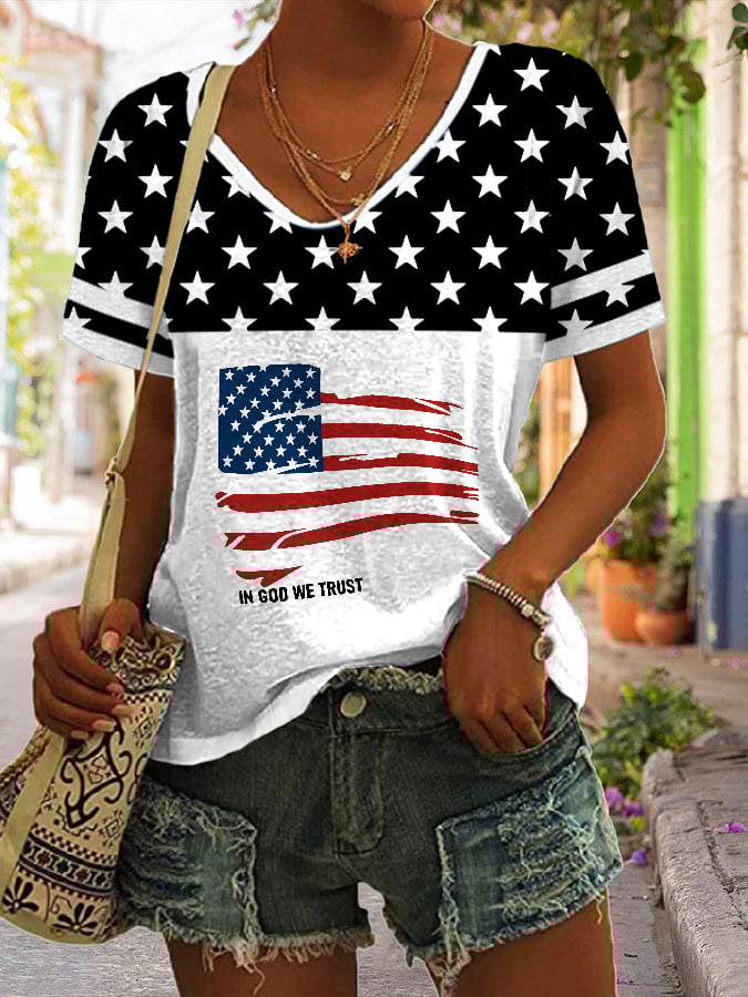 🔥Last Day 49% Off🔥Women'S Independence Day Flag Print T-shirt