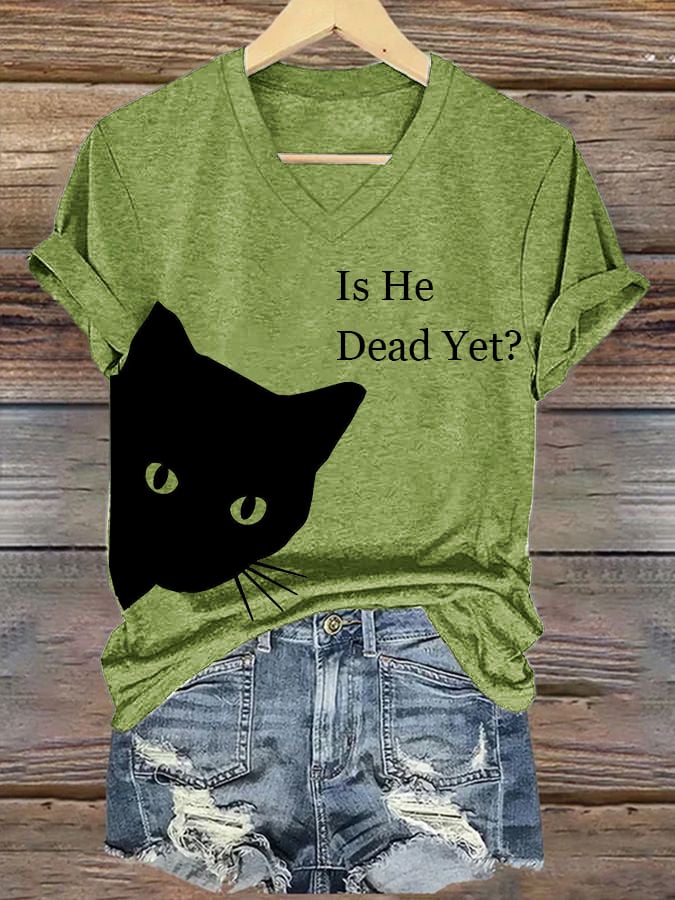 Women's Casual Cat Multicolor T-shirt