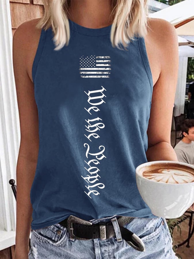 🔥Last Day 49% Off🔥Women's We The People Independence Day Printed Casual Vest