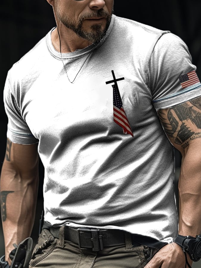 Men's Flag Cross Print T-Shirt