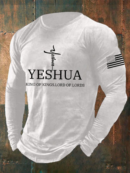 Men's Faith “Yeshua King Of Kings Lord Of Lords” Print Long Sleeve T-Shirt