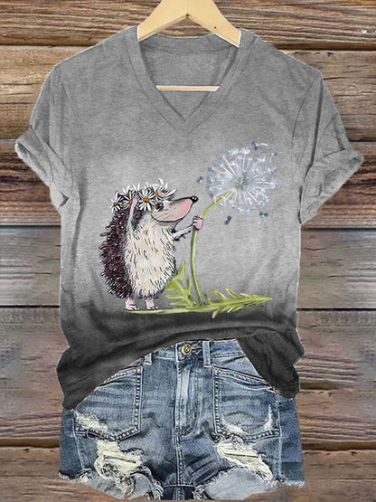 Damen Igel Pusteblume Casual T-Shirt