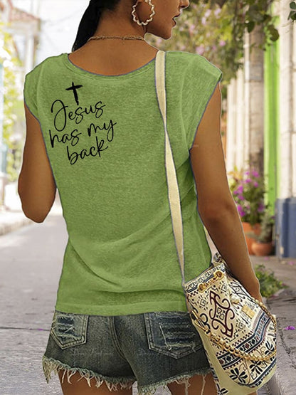 Women's Love Like Jesus Jesus Has My Back PINT Printed Vest