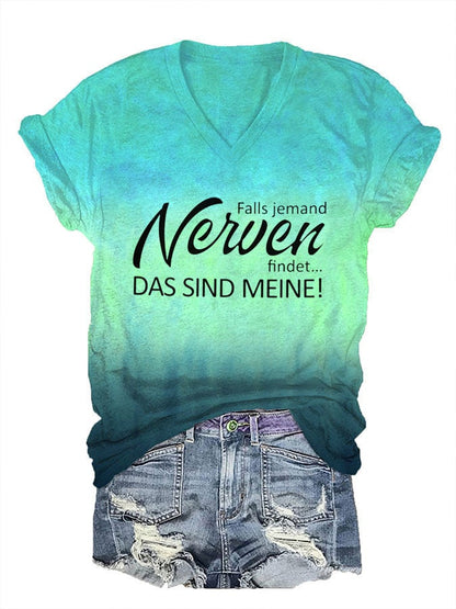 Women's Inspirational Quotes Print V-Neck T-Shirt