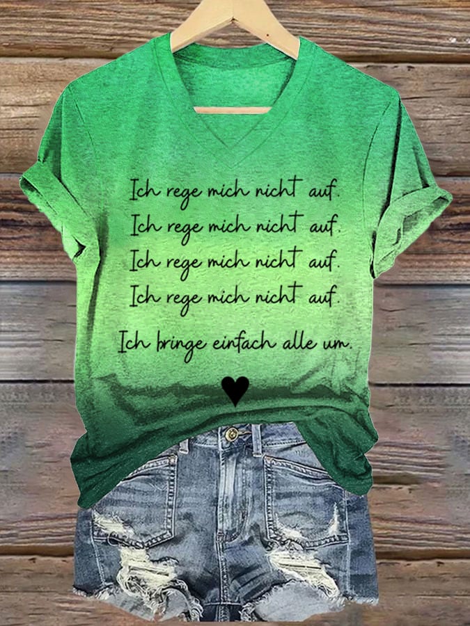 Women's Ich Rege Mich Nicht Auf. Ich Bringe Einfach Alle Un. Printed Short-Sleeved T-Shirt
