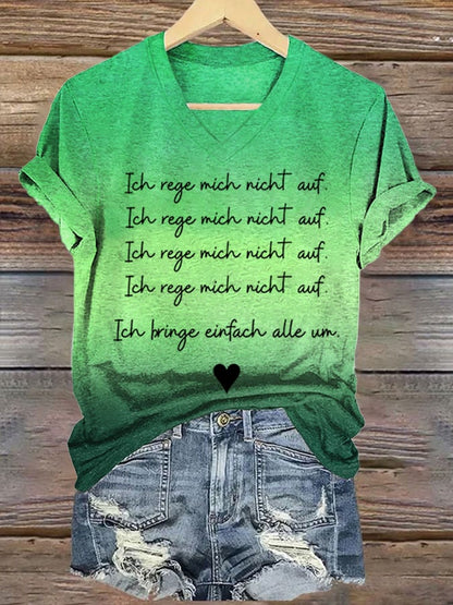 Women's Ich Rege Mich Nicht Auf. Ich Bringe Einfach Alle Un. Printed Short-Sleeved T-Shirt