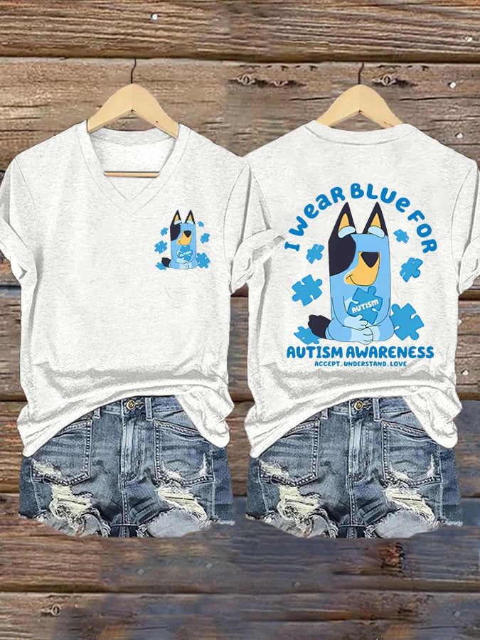 Womens Autism Awareness Print T-Shirt