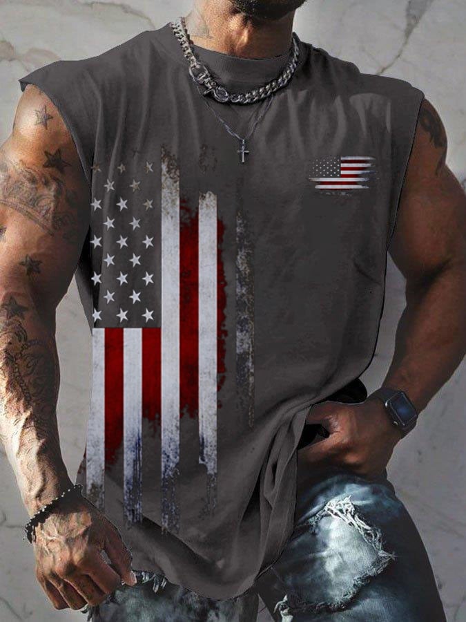 Men's Vintage Flag Print Tank Top