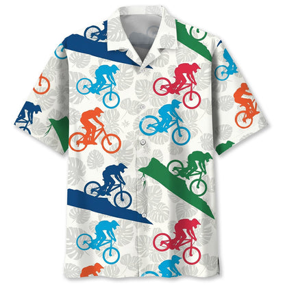 Mountain Bike Down Hill Tropical Hawaiian Shirt
