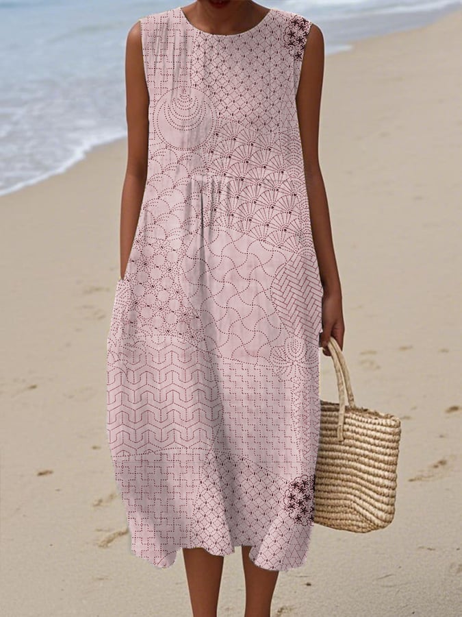 Women's Casual Vintage Geometric Art Vest Dress