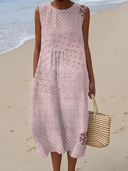 Women's Casual Vintage Geometric Art Vest Dress