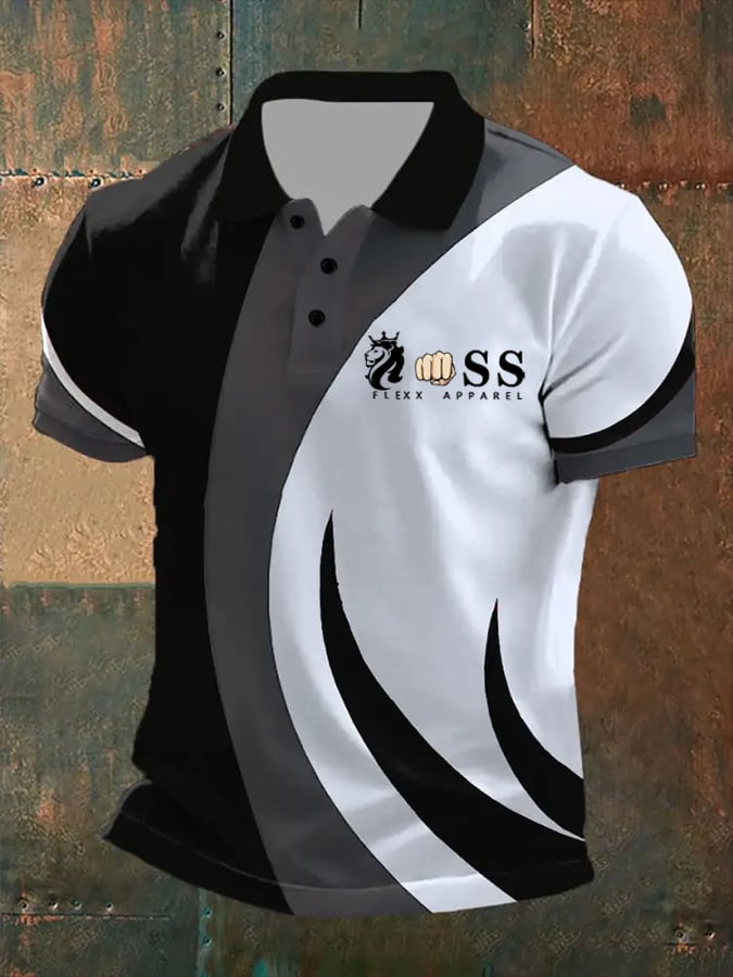 Lässiges Poloshirt für Herren mit Retro-Buchstabendesign