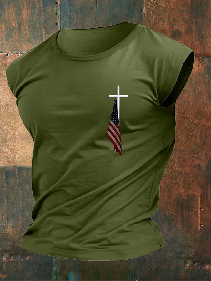 Men's Flag Cross Printed Vest