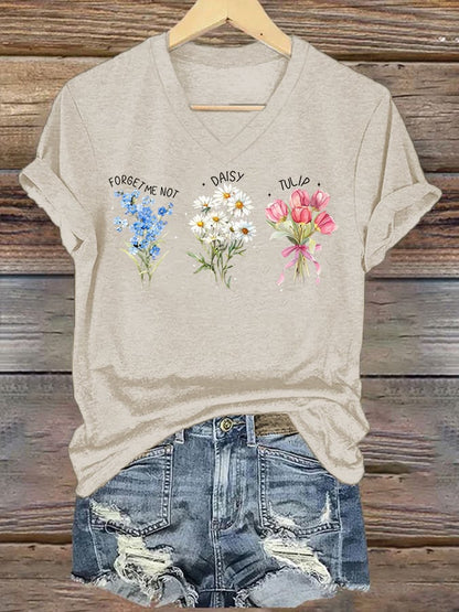 Women's Casual Floral Print T-Shirt