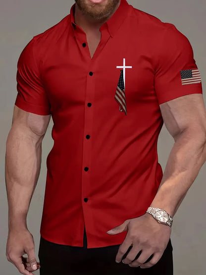 Men'S Flag Cross Print Shirt
