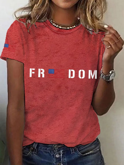 🔥Last Day 49% Off🔥Women's Freedom1776 American Flag Independence Day Casual Tee