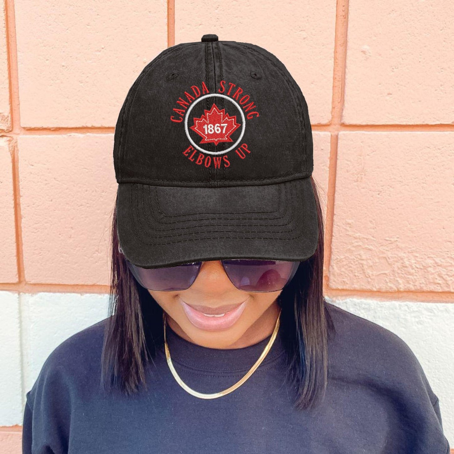 Retro Canada Strong Elbows Up Print Baseball Cap