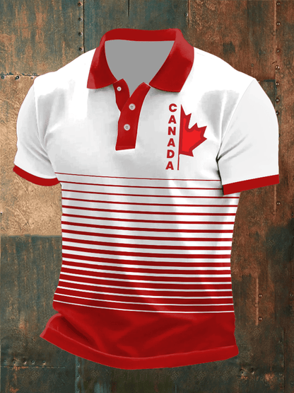 Men's Retro Canada Print Polo Shirt