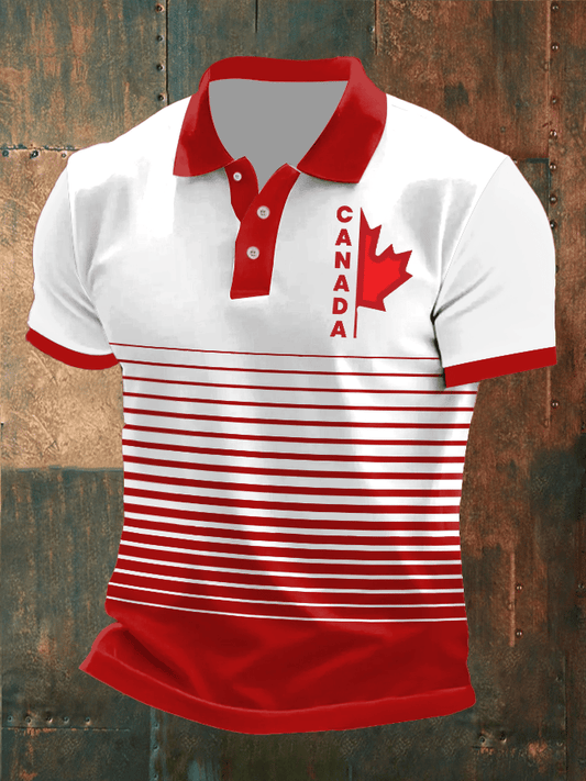 Men's Retro Canada Print Polo Shirt