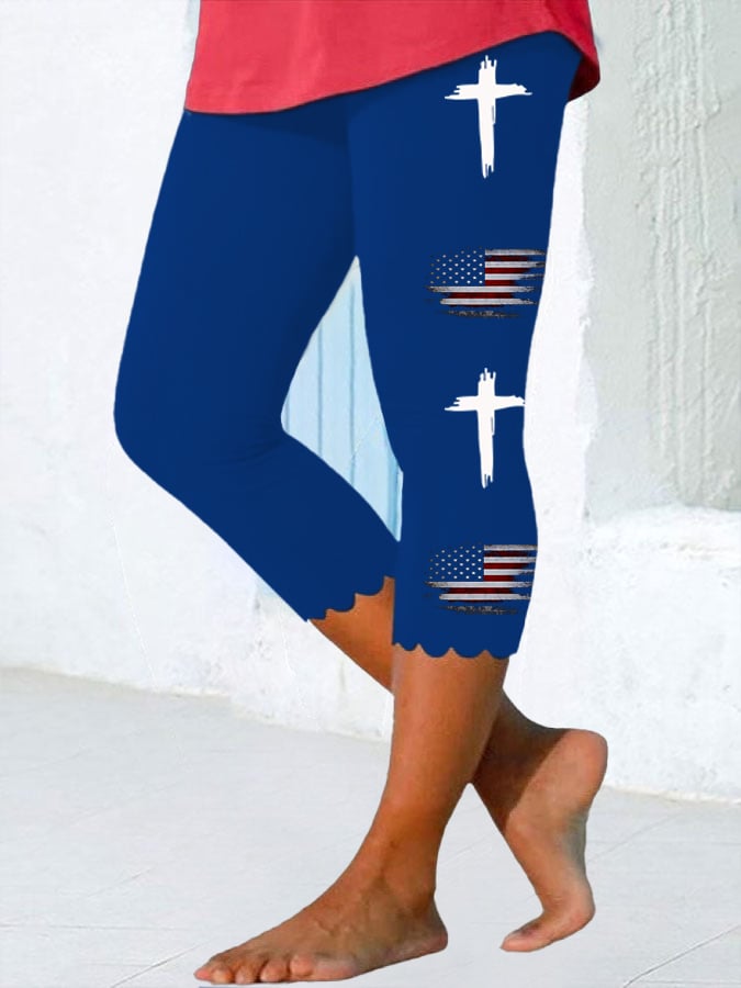 🔥Last Day 49% Off🔥Women'S Flag Cross Print Casual Leggings