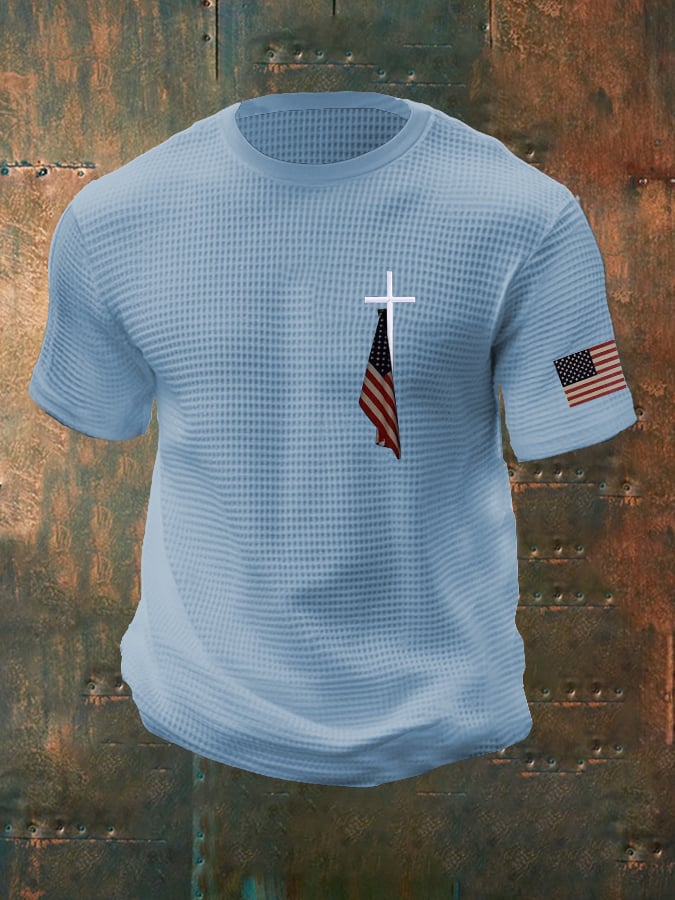 Men'S Flag And Cross Waffle T-shirt
