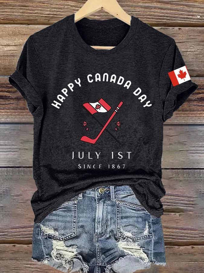Women’s Happy Canada Day July 1st Since 1867 Print Casual T-Shirts