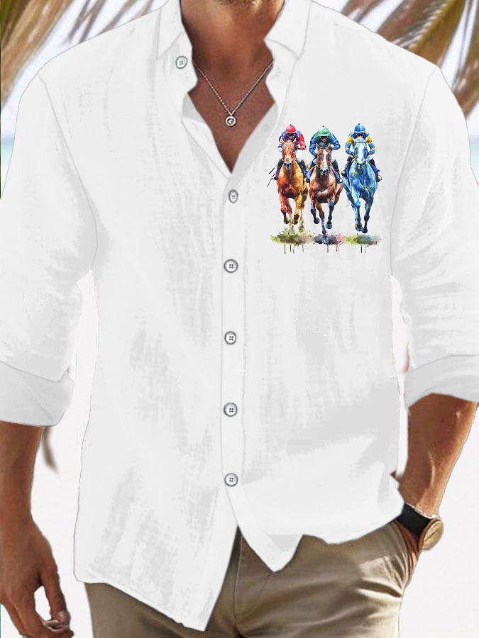 Men's Horse Racing Printed Casual Vacation Shirt
