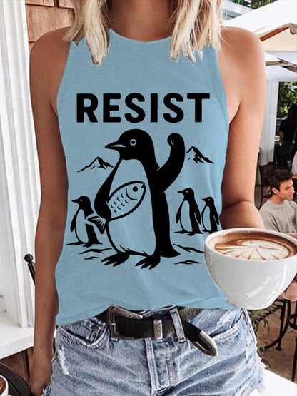 Women's Penguins Resist Print Tank Top