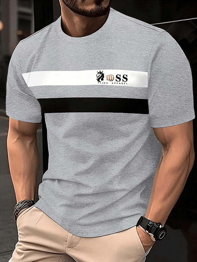 Lässiges T-Shirt mit Rundhalsausschnitt und modischem Aufdruck für Herren