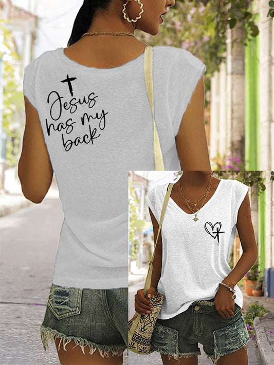 Women's Love Like Jesus Jesus Has My Back PINT Printed Vest