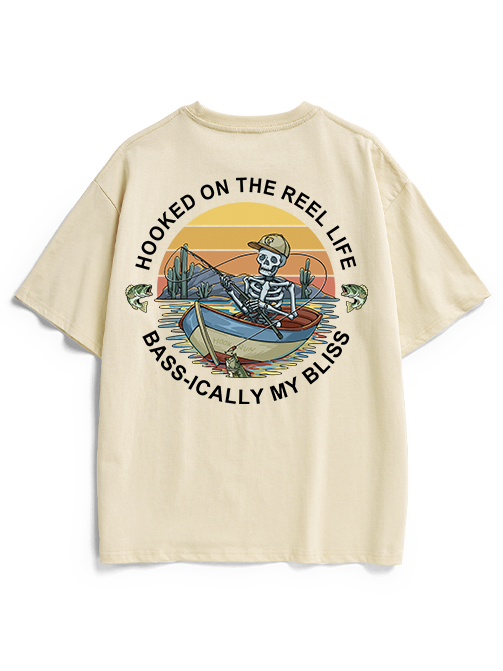 Hooked on the Reel Life Unisex Heavyweight Cotton T-Shirt