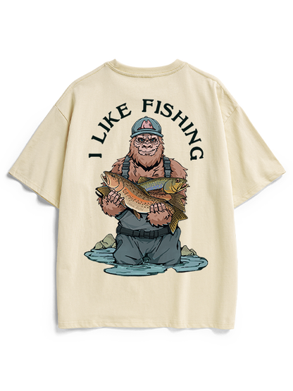 Bigfoot Loves Trout Unisex Heavyweight Cotton T-Shirt